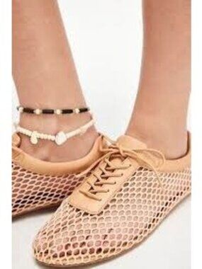 NEW Jeffrey Campbell Wave Catcher Mesh Flats Womens 10 Beige Boho Free People